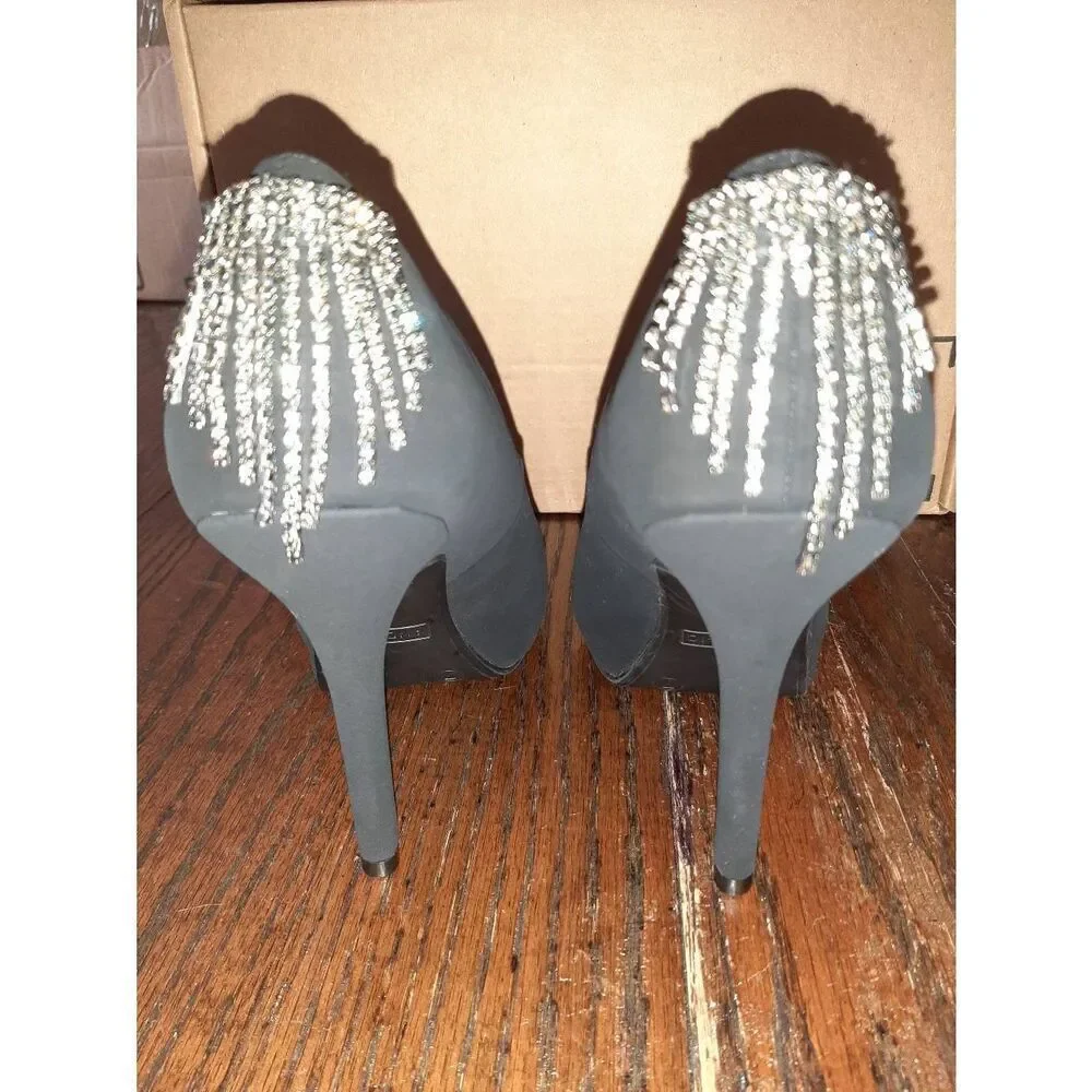 Sz 7 Andiamo Black Rhinestone Bling Stiletto Pump High Heels Prom Wedding Shoes